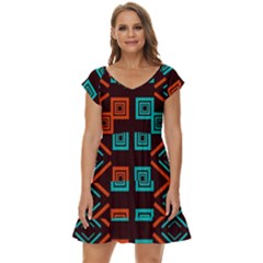 Abstract Pattern Geometric Backgrounds   Short Sleeve Tiered Mini Dress by Eskimos