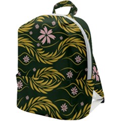 Folk Flowers Print Floral Pattern Ethnic Art Zip Up Backpack by Eskimos