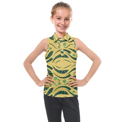Folk Flowers Print Floral Pattern Ethnic Art Kids  Sleeveless Polo Tee by Eskimos