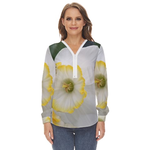 Lemon Sorbet Zip Up Long Sleeve Blouse by thedaffodilstore