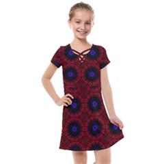 Blue And Red Tie Dye Kids  Cross Web Dress by FunDressesShop