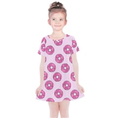 Sprinkled Donuts On Pink Kids  Simple Cotton Dress by FunDressesShop