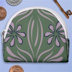 Folk Flowers Print Floral Pattern Ethnic Art Horseshoe Style Canvas Pouch by Eskimos