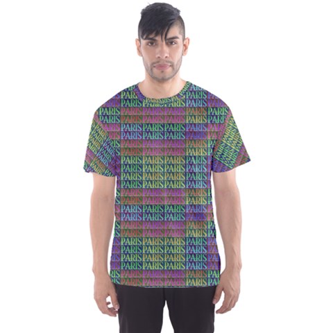 Paris Words Motif Colorful Pattern Men s Sport Mesh Tee by dflcprintsclothing