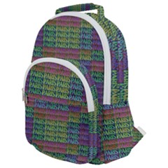 Paris Words Motif Colorful Pattern Rounded Multi Pocket Backpack by dflcprintsclothing