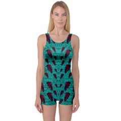 Leaves On Adorable Peaceful Captivating Shimmering Colors One Piece Boyleg Swimsuit by pepitasart