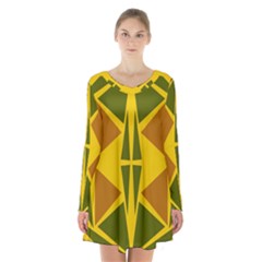 Folk Flowers Floral Art Print Flowers Abstract Art  Long Sleeve Velvet V-neck Dress by Eskimos