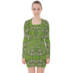 Abstract Pattern Geometric Backgrounds  V-neck Bodycon Long Sleeve Dress by Eskimos