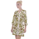 Folk flowers print Floral pattern Ethnic art Open Neck Shift Dress View1