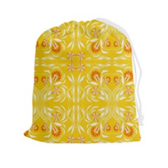 Folk Flowers Print Floral Pattern Ethnic Art Drawstring Pouch (2xl) by Eskimos