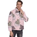 Seamless Pattern Adorable Cat Inside Cup Men s Puffer Bubble Jacket Coat View3