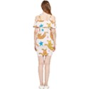 Cute Cats Seamless Pattern With Stars Funny Drawing Kittens Shoulder Frill Bodycon Summer Dress View2