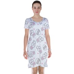 Cute Pattern With Easter Bunny Egg Short Sleeve Nightdress by Jancukart