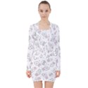 Cute Pattern With Easter Bunny Egg V-neck Bodycon Long Sleeve Dress View1