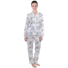 Cute Pattern With Easter Bunny Egg Satin Long Sleeve Pajamas Set by Jancukart