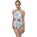 Cute Cat Seamless Pattern Background Go with the Flow One Piece Swimsuit View1
