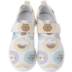 Cute Cat Seamless Pattern Background Men s Velcro Strap Shoes by Jancukart