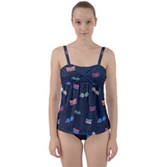 Bra Set Pattern Twist Front Tankini Set by Jancukart