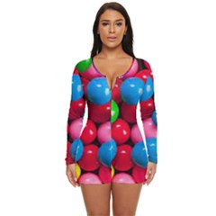 Bubble Gum Long Sleeve Boyleg Swimsuit by artworkshop
