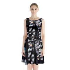 Bubble Sleeveless Waist Tie Chiffon Dress by artworkshop