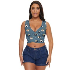 Sushi Pattern Women s Sleeveless Wrap Top by Jancukart