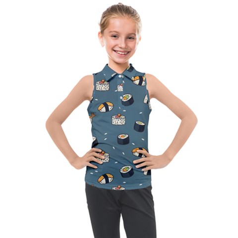 Sushi Pattern Kids  Sleeveless Polo Tee by Jancukart