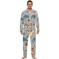Cats Pattern Men s Long Sleeve Velvet Pocket Pajamas Set by Jancukart