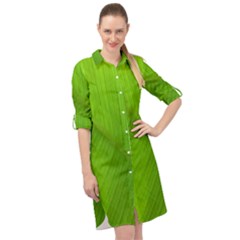 Banana Leaf Long Sleeve Mini Shirt Dress by artworkshop