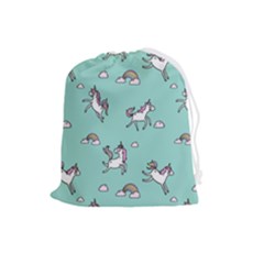 Unicorn Patterns Drawstring Pouch (large) by Jancukart