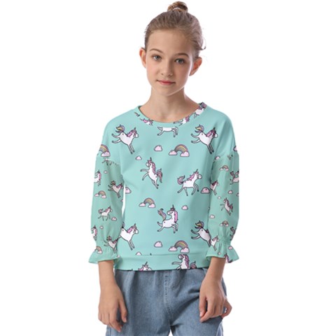 Unicorn Patterns Kids  Cuff Sleeve Top by Jancukart