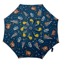Seamless-pattern-vector-submarine-with-sea-animals-cartoon Hook Handle Umbrellas (medium) by Jancukart