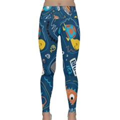 Seamless-pattern-vector-submarine-with-sea-animals-cartoon Lightweight Velour Classic Yoga Leggings by Jancukart