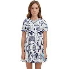 Hand-drawn-back-school-pattern Kids  Sweet Collar Dress by Jancukart