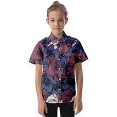 Floral-wallpaper-pattern-with-engraved-hand-drawn-flowers-vintage-style Kids  Short Sleeve Shirt by Jancukart