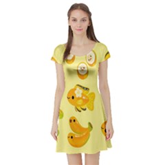 Banana Cichlid Short Sleeve Skater Dress by artworkshop