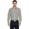Black And White Hello Text Motif Random Pattern Men s Long Sleeve Pocket Shirt  View1