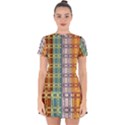 Grungy Vintage Patterns Drop Hem Mini Chiffon Dress View1