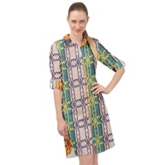 Grungy Vintage Patterns Long Sleeve Mini Shirt Dress by artworkshop
