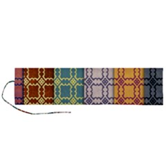 Grungy Vintage Patterns Roll Up Canvas Pencil Holder (l) by artworkshop