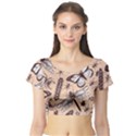 Vintage-drawn-insect-seamless-pattern Short Sleeve Crop Top View1