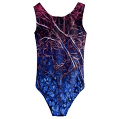 Autumn Fractal Forest Background Kids  Cut-out Back One Piece Swimsuit by Amaryn4rt