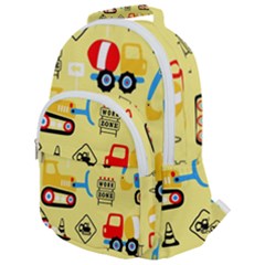 Seamless-pattern-vector-industrial-vehicle-cartoon Rounded Multi Pocket Backpack by Jancukart