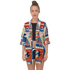 Toy-transport-cartoon-seamless-pattern-with-airplane-aerostat-sail-yacht-vector-illustration Open Front Chiffon Kimono by Jancukart