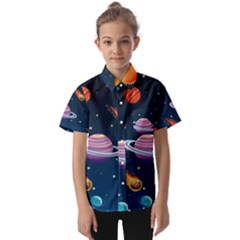 Background-template-with-bright-stars-dark-sky Kids  Short Sleeve Shirt by Jancukart