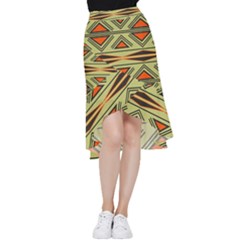 Abstract Pattern Geometric Backgrounds Frill Hi Low Chiffon Skirt by Eskimos