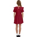 Red plain Kids  Frilly Sleeves Pocket Dress View4