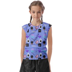 Pale Blue Goth Kids  Raglan Cap Sleeve Tee by NerdySparkleGoth