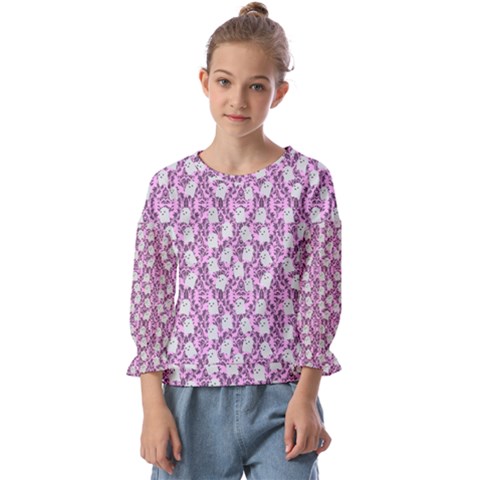 Pink Ghost Kids  Cuff Sleeve Top by NerdySparkleGoth