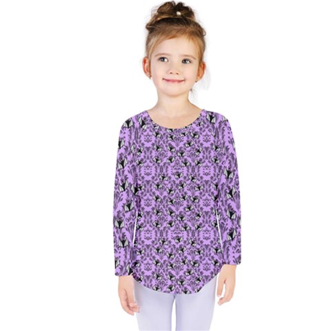 Purple Bats Kids  Long Sleeve Tee by NerdySparkleGoth