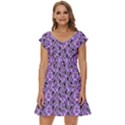 Purple Bats Short Sleeve Tiered Mini Dress View1